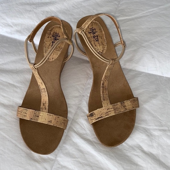 Style & Co Mulan Tan Cork Wedge Sandal Summer Beach Cruise Vacation T-Strap - Picture 9 of 11